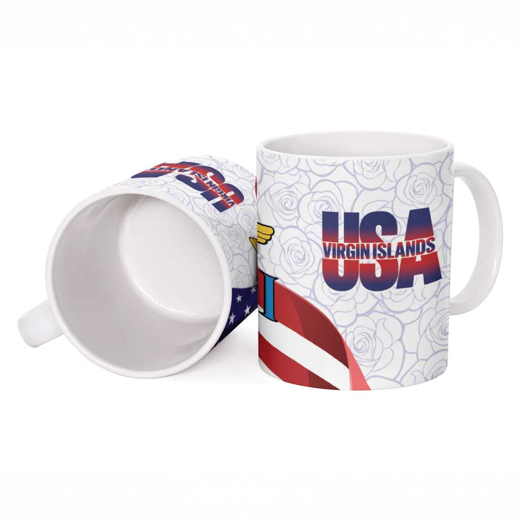 United States Virgin Islands Ceramic Mug USA Curve Flag With Yellow Eagle - Wonder Print Shop
