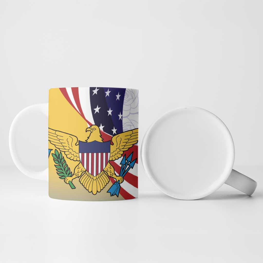 United States Virgin Islands Ceramic Mug USA Curve Flag With Yellow Eagle - Wonder Print Shop