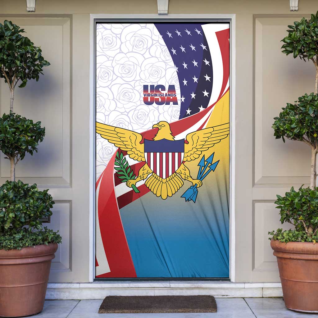 United States Virgin Islands Door Cover USA Curve Flag With Yellow Eagle - Wonder Print Shop