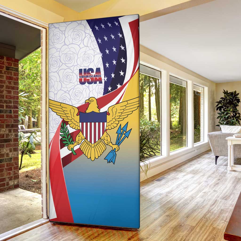 United States Virgin Islands Door Cover USA Curve Flag With Yellow Eagle - Wonder Print Shop