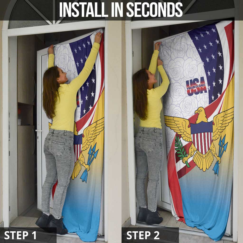 United States Virgin Islands Door Cover USA Curve Flag With Yellow Eagle - Wonder Print Shop