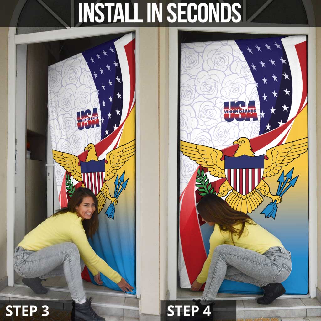 United States Virgin Islands Door Cover USA Curve Flag With Yellow Eagle - Wonder Print Shop