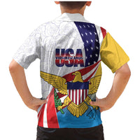 United States Virgin Islands Family Matching Mermaid Dress and Hawaiian Shirt USA Curve Flag With Yellow Eagle - Wonder Print Shop