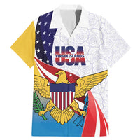 United States Virgin Islands Family Matching Mermaid Dress and Hawaiian Shirt USA Curve Flag With Yellow Eagle - Wonder Print Shop