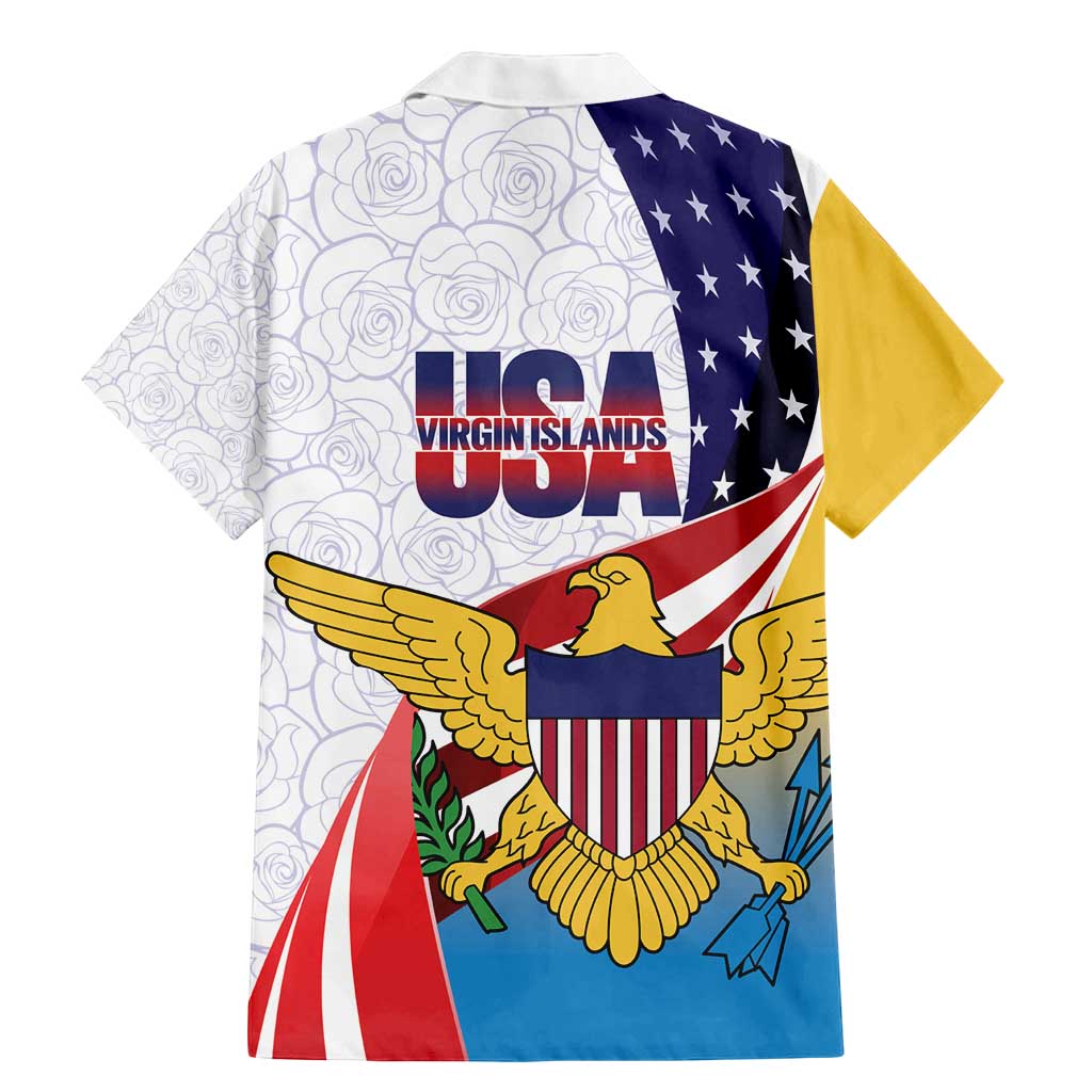 United States Virgin Islands Family Matching Mermaid Dress and Hawaiian Shirt USA Curve Flag With Yellow Eagle - Wonder Print Shop