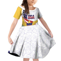 United States Virgin Islands Family Matching Off Shoulder Short Dress and Hawaiian Shirt USA Curve Flag With Yellow Eagle - Wonder Print Shop