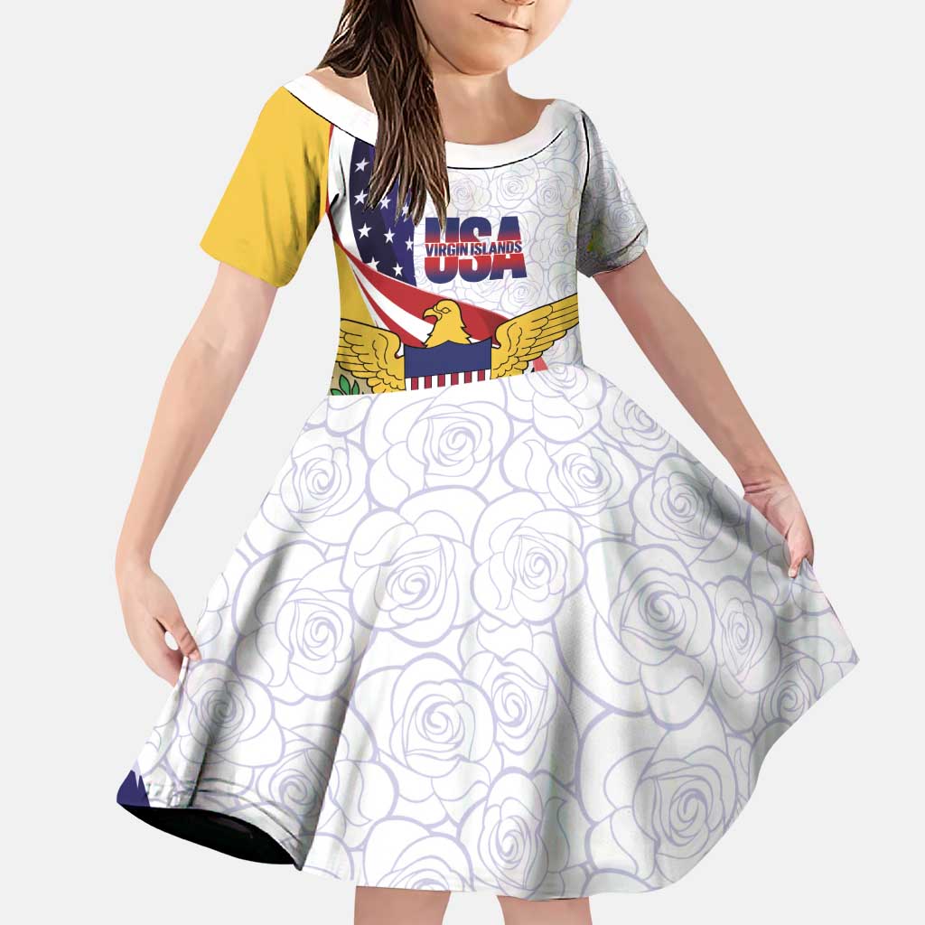 United States Virgin Islands Family Matching Puletasi and Hawaiian Shirt USA Curve Flag With Yellow Eagle - Wonder Print Shop