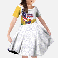 United States Virgin Islands Family Matching Puletasi and Hawaiian Shirt USA Curve Flag With Yellow Eagle - Wonder Print Shop