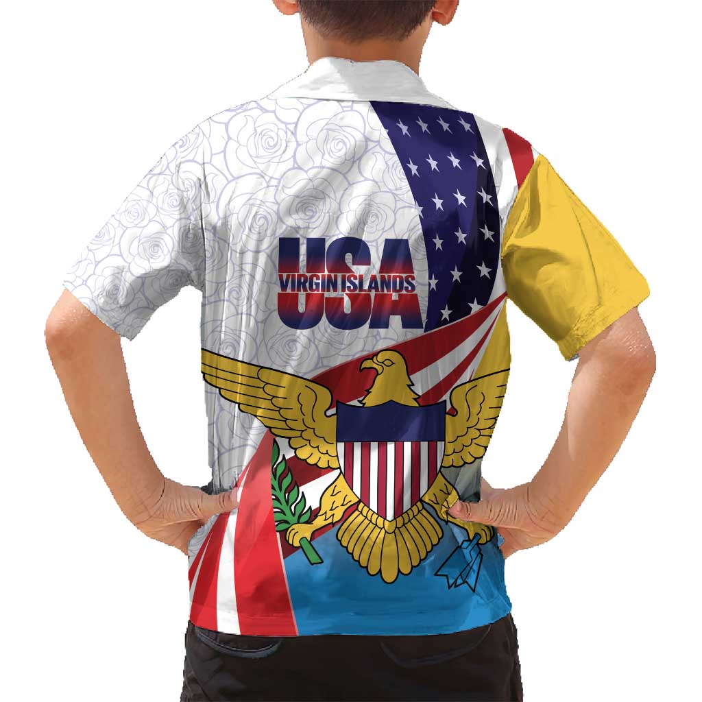 United States Virgin Islands Family Matching Summer Maxi Dress and Hawaiian Shirt USA Curve Flag With Yellow Eagle - Wonder Print Shop