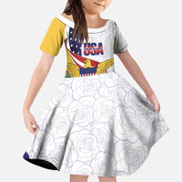 United States Virgin Islands Family Matching Summer Maxi Dress and Hawaiian Shirt USA Curve Flag With Yellow Eagle - Wonder Print Shop