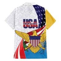 United States Virgin Islands Family Matching Summer Maxi Dress and Hawaiian Shirt USA Curve Flag With Yellow Eagle - Wonder Print Shop