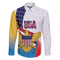 United States Virgin Islands Family Matching Summer Maxi Dress and Hawaiian Shirt USA Curve Flag With Yellow Eagle - Wonder Print Shop