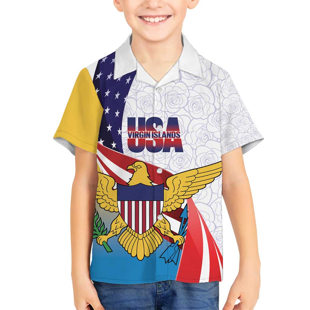 United States Virgin Islands Family Matching Summer Maxi Dress and Hawaiian Shirt USA Curve Flag With Yellow Eagle - Wonder Print Shop