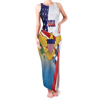 United States Virgin Islands Family Matching Tank Maxi Dress and Hawaiian Shirt USA Curve Flag With Yellow Eagle - Wonder Print Shop