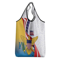 United States Virgin Islands Grocery Bag USA Curve Flag With Yellow Eagle - Wonder Print Shop