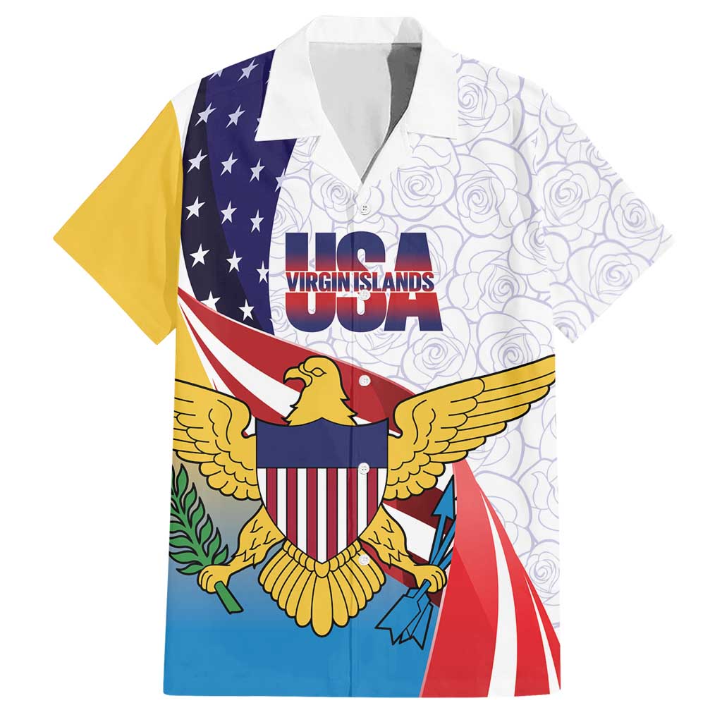 United States Virgin Islands Hawaiian Shirt USA Curve Flag With Yellow Eagle - Wonder Print Shop
