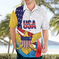 United States Virgin Islands Hawaiian Shirt USA Curve Flag With Yellow Eagle - Wonder Print Shop