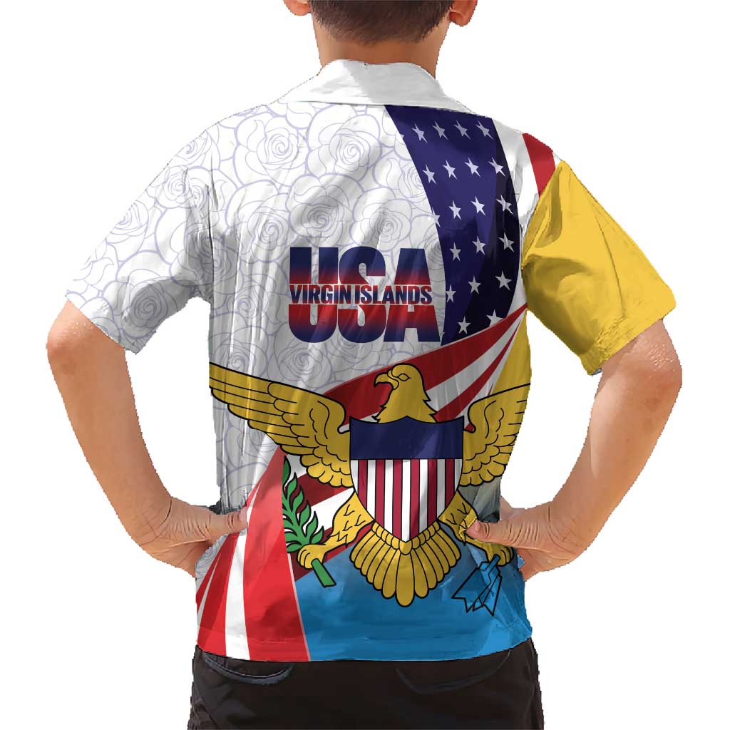 United States Virgin Islands Hawaiian Shirt USA Curve Flag With Yellow Eagle - Wonder Print Shop