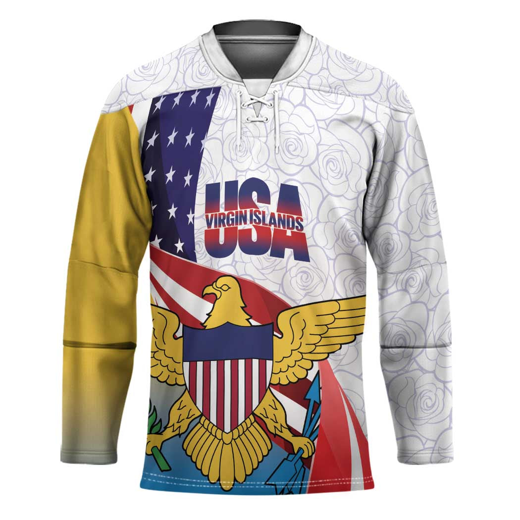 United States Virgin Islands Hockey Jersey USA Curve Flag With Yellow Eagle - Wonder Print Shop