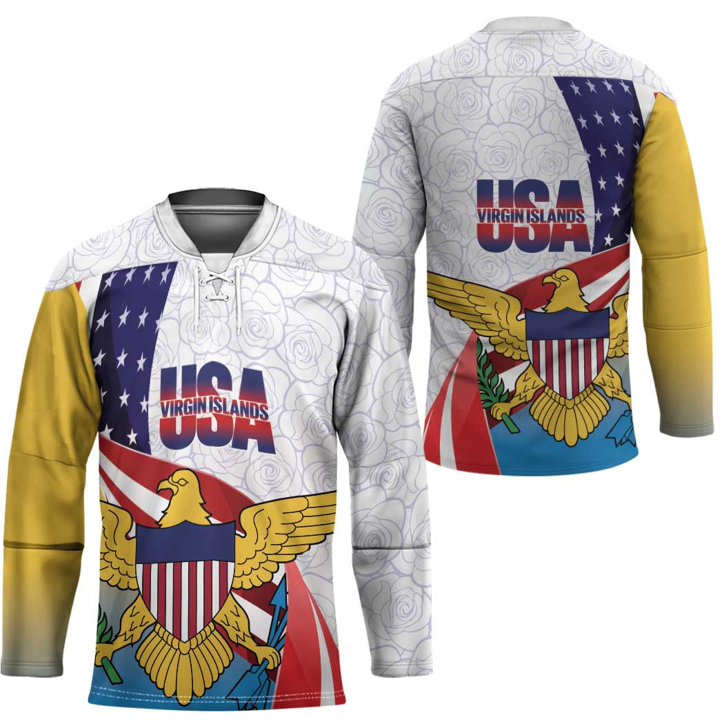 United States Virgin Islands Hockey Jersey USA Curve Flag With Yellow Eagle - Wonder Print Shop