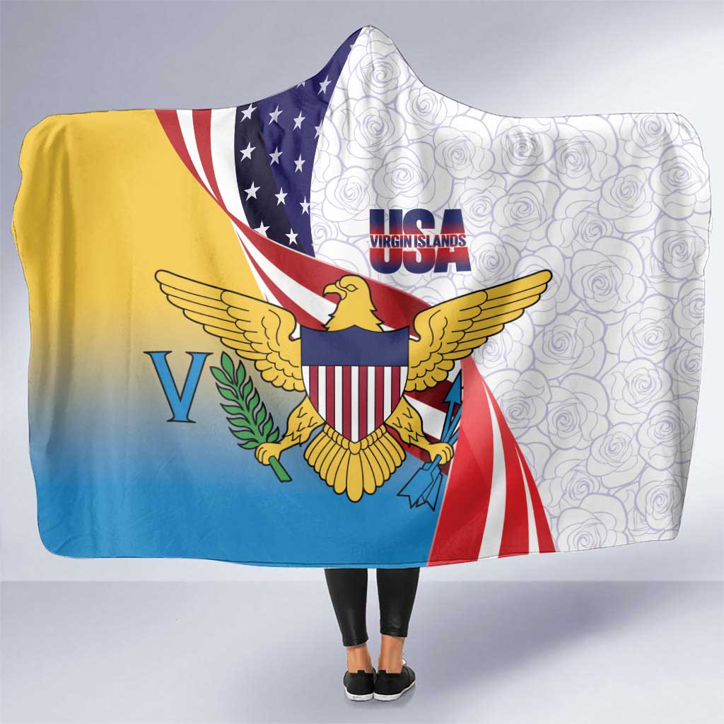 United States Virgin Islands Hooded Blanket USA Curve Flag With Yellow Eagle - Wonder Print Shop