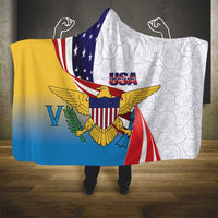 United States Virgin Islands Hooded Blanket USA Curve Flag With Yellow Eagle - Wonder Print Shop