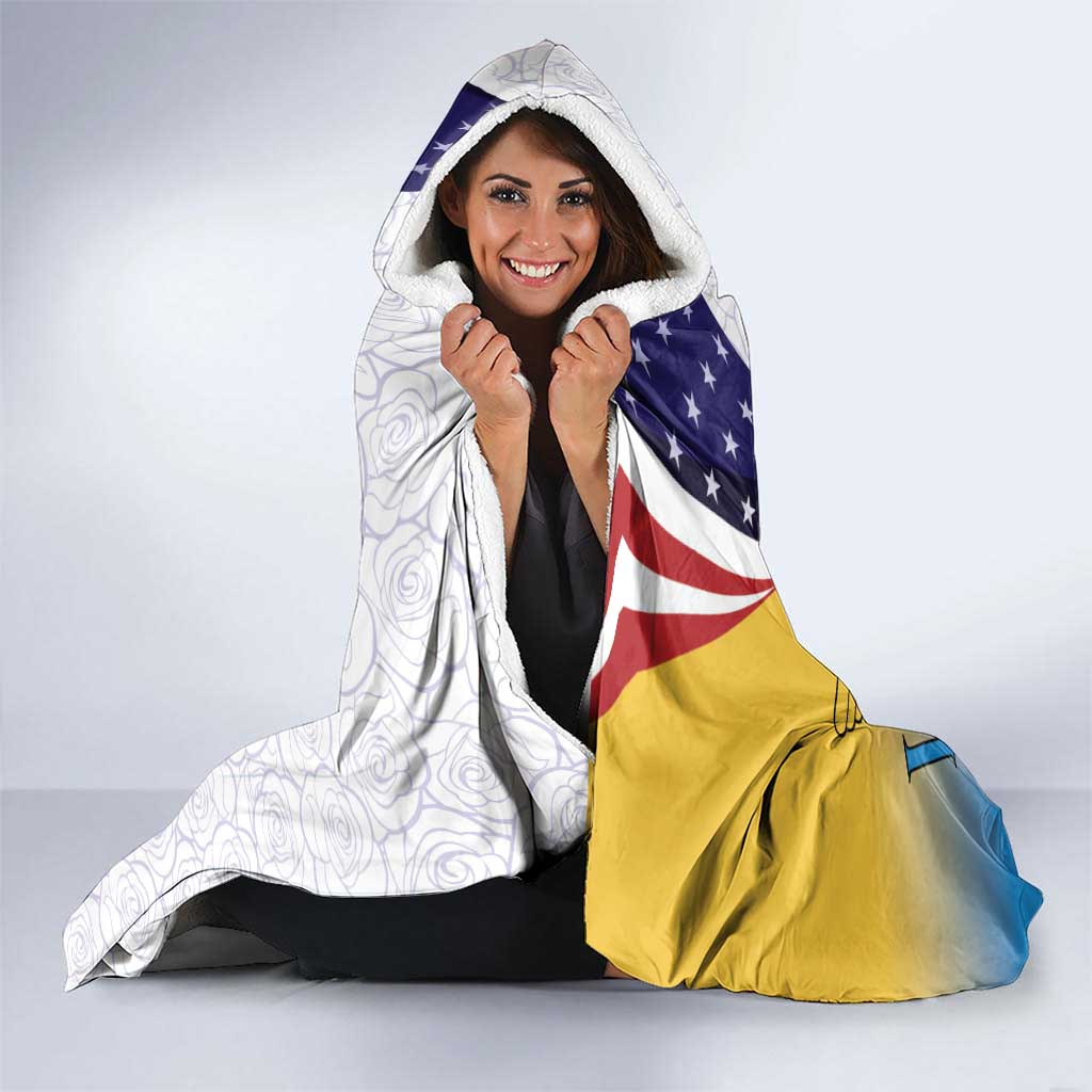 United States Virgin Islands Hooded Blanket USA Curve Flag With Yellow Eagle - Wonder Print Shop
