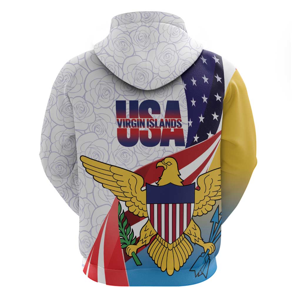 United States Virgin Islands Hoodie USA Curve Flag With Yellow Eagle - Wonder Print Shop