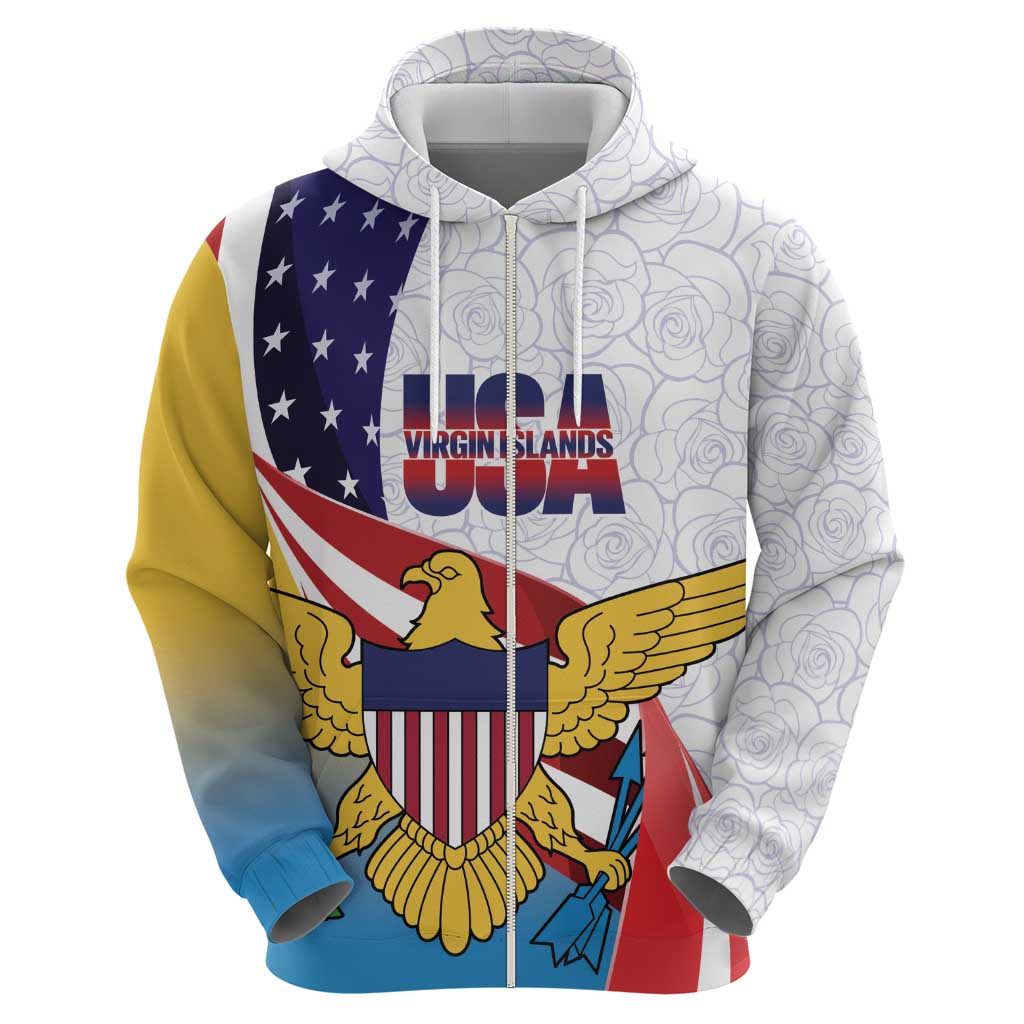 United States Virgin Islands Hoodie USA Curve Flag With Yellow Eagle - Wonder Print Shop