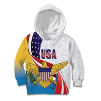 United States Virgin Islands Kid Hoodie USA Curve Flag With Yellow Eagle - Wonder Print Shop