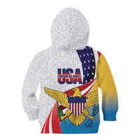 United States Virgin Islands Kid Hoodie USA Curve Flag With Yellow Eagle - Wonder Print Shop