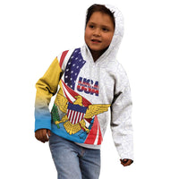 United States Virgin Islands Kid Hoodie USA Curve Flag With Yellow Eagle - Wonder Print Shop