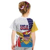 United States Virgin Islands Kid T Shirt USA Curve Flag With Yellow Eagle - Wonder Print Shop