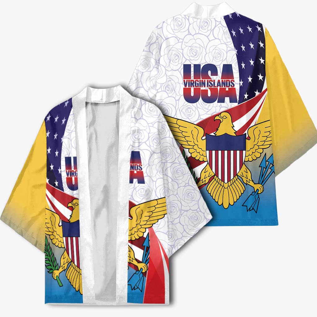 United States Virgin Islands Kimono USA Curve Flag With Yellow Eagle - Wonder Print Shop