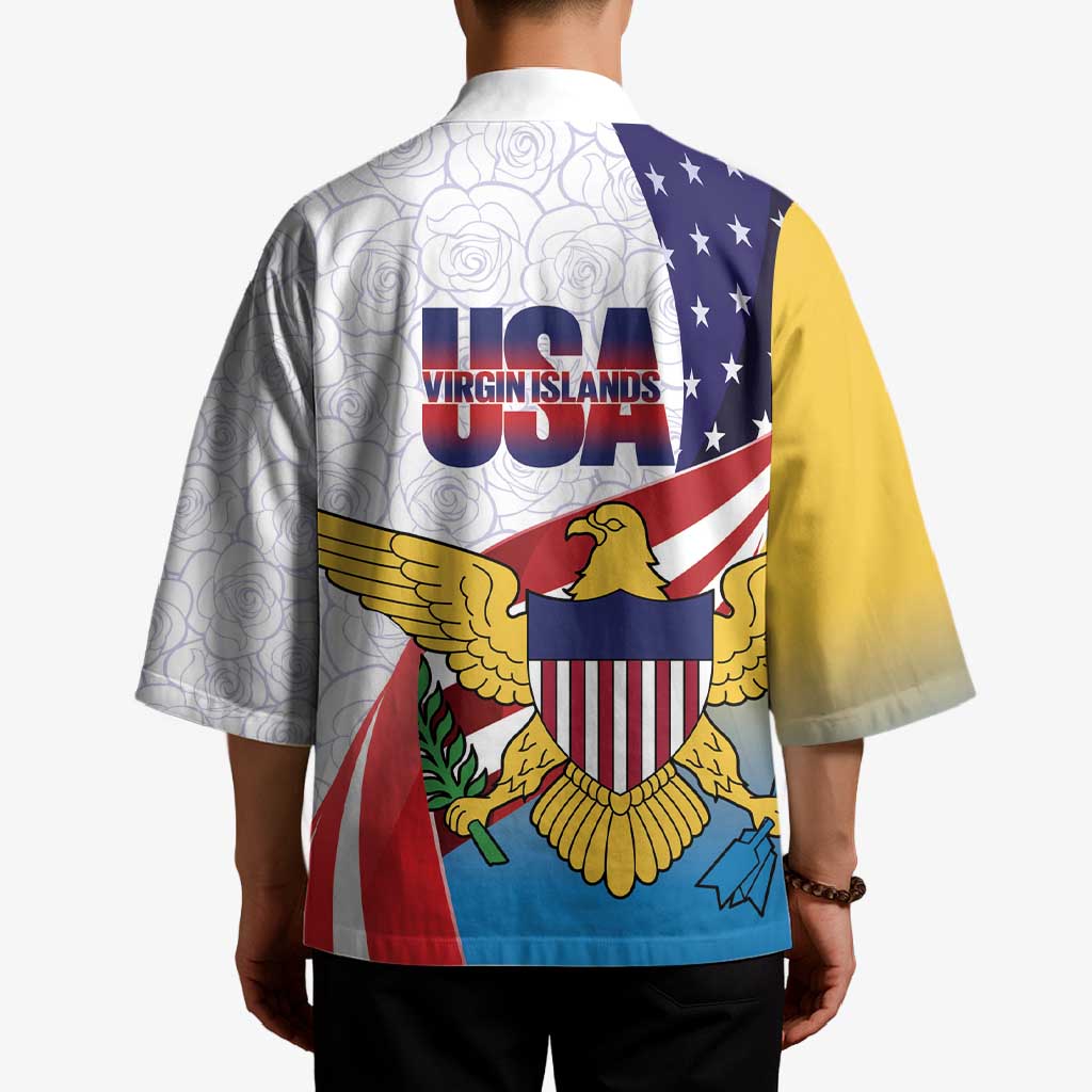 United States Virgin Islands Kimono USA Curve Flag With Yellow Eagle - Wonder Print Shop