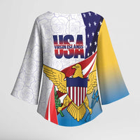 United States Virgin Islands Kimono Sleeve Blouse USA Curve Flag With Yellow Eagle - Wonder Print Shop