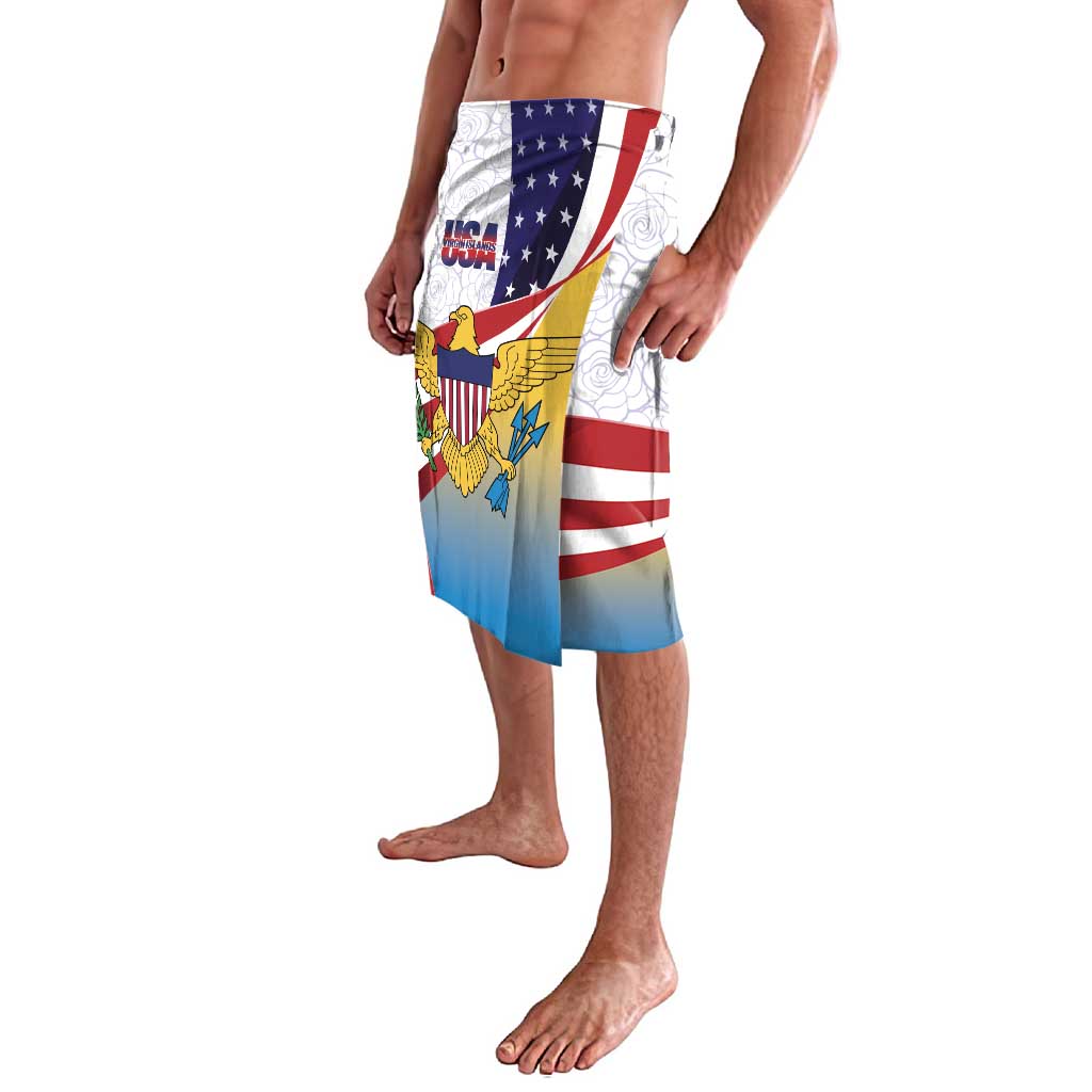 United States Virgin Islands Lavalava USA Curve Flag With Yellow Eagle - Wonder Print Shop