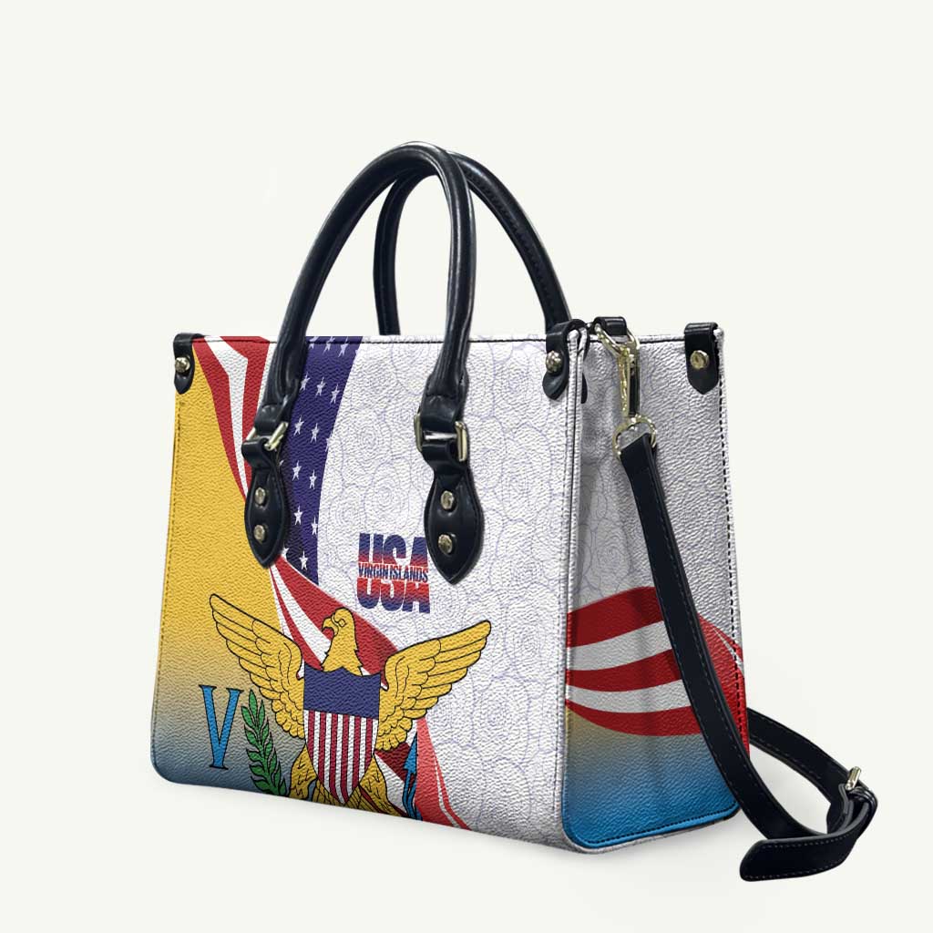 United States Virgin Islands Leather Bag USA Curve Flag With Yellow Eagle - Wonder Print Shop