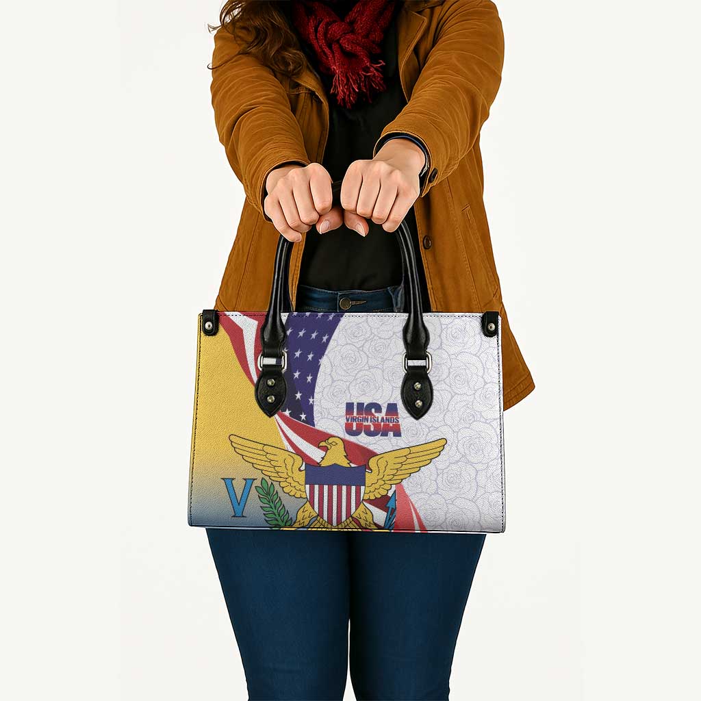 United States Virgin Islands Leather Bag USA Curve Flag With Yellow Eagle - Wonder Print Shop