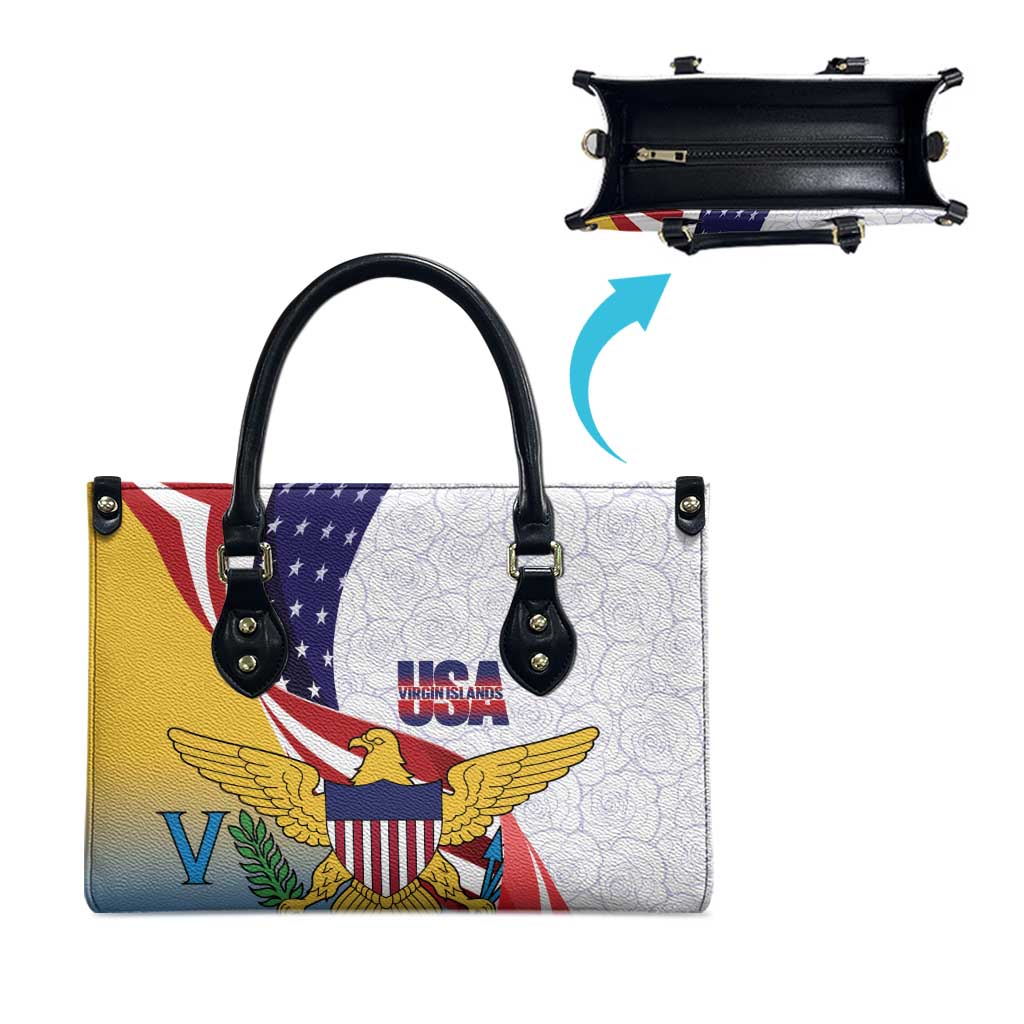 United States Virgin Islands Leather Bag USA Curve Flag With Yellow Eagle - Wonder Print Shop