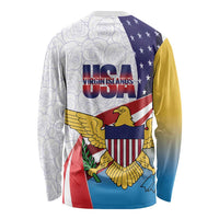 United States Virgin Islands Long Sleeve Shirt USA Curve Flag With Yellow Eagle - Wonder Print Shop