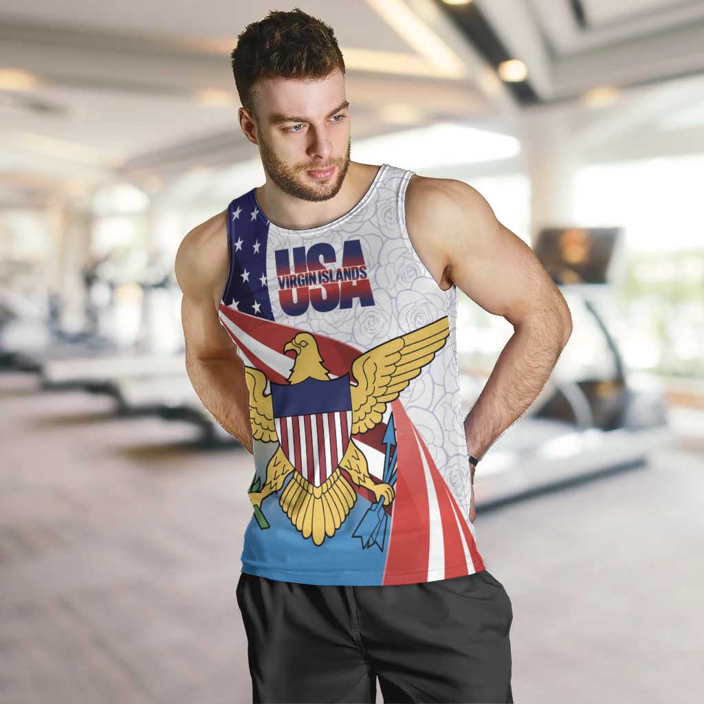 United States Virgin Islands Men Tank Top USA Curve Flag With Yellow Eagle - Wonder Print Shop