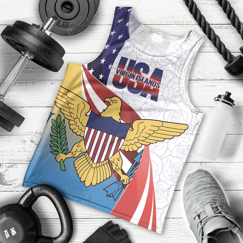 United States Virgin Islands Men Tank Top USA Curve Flag With Yellow Eagle - Wonder Print Shop