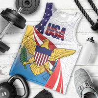 United States Virgin Islands Men Tank Top USA Curve Flag With Yellow Eagle - Wonder Print Shop