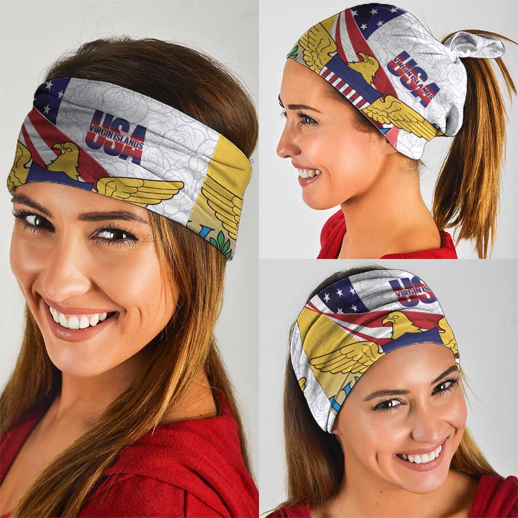 United States Virgin Islands Neck Gaiter USA Curve Flag With Yellow Eagle - Wonder Print Shop