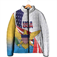 United States Virgin Islands Padded Jacket USA Curve Flag With Yellow Eagle - Wonder Print Shop
