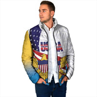 United States Virgin Islands Padded Jacket USA Curve Flag With Yellow Eagle - Wonder Print Shop