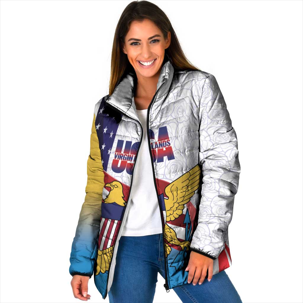 United States Virgin Islands Padded Jacket USA Curve Flag With Yellow Eagle - Wonder Print Shop