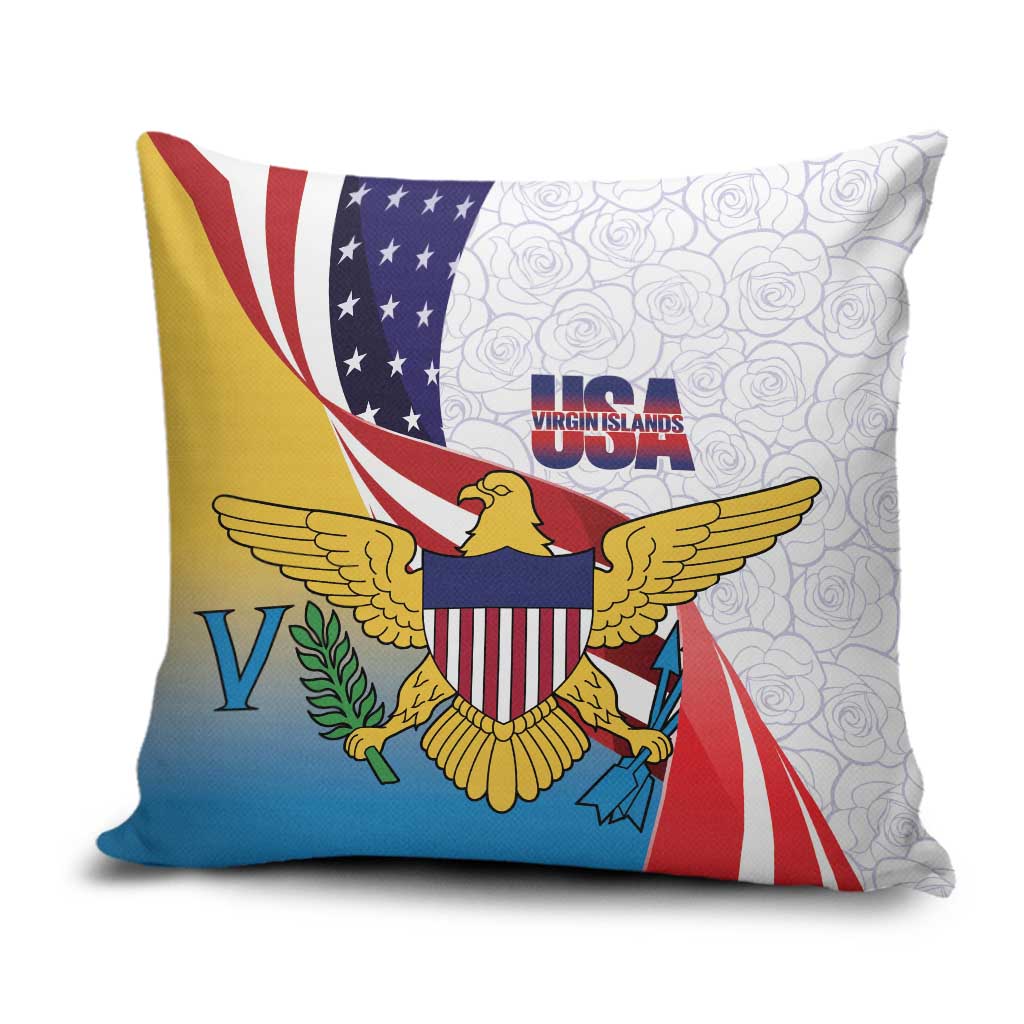 United States Virgin Islands Pillow Cover USA Curve Flag With Yellow Eagle - Wonder Print Shop