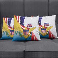 United States Virgin Islands Pillow Cover USA Curve Flag With Yellow Eagle - Wonder Print Shop
